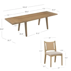 Bohemian Wooden Dining Table Set (8 Chairs)