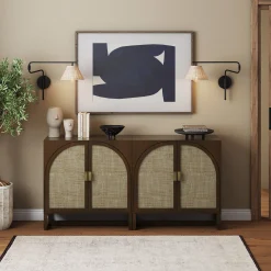 Boho Arched Storage Credenza Dark Acacia (Set of 2)