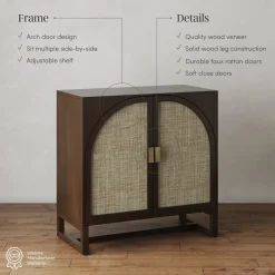 Boho Arched Storage Credenza Dark Acacia (Set of 3)