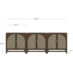 Boho Arched Storage Credenza Dark Acacia (Set of 3)