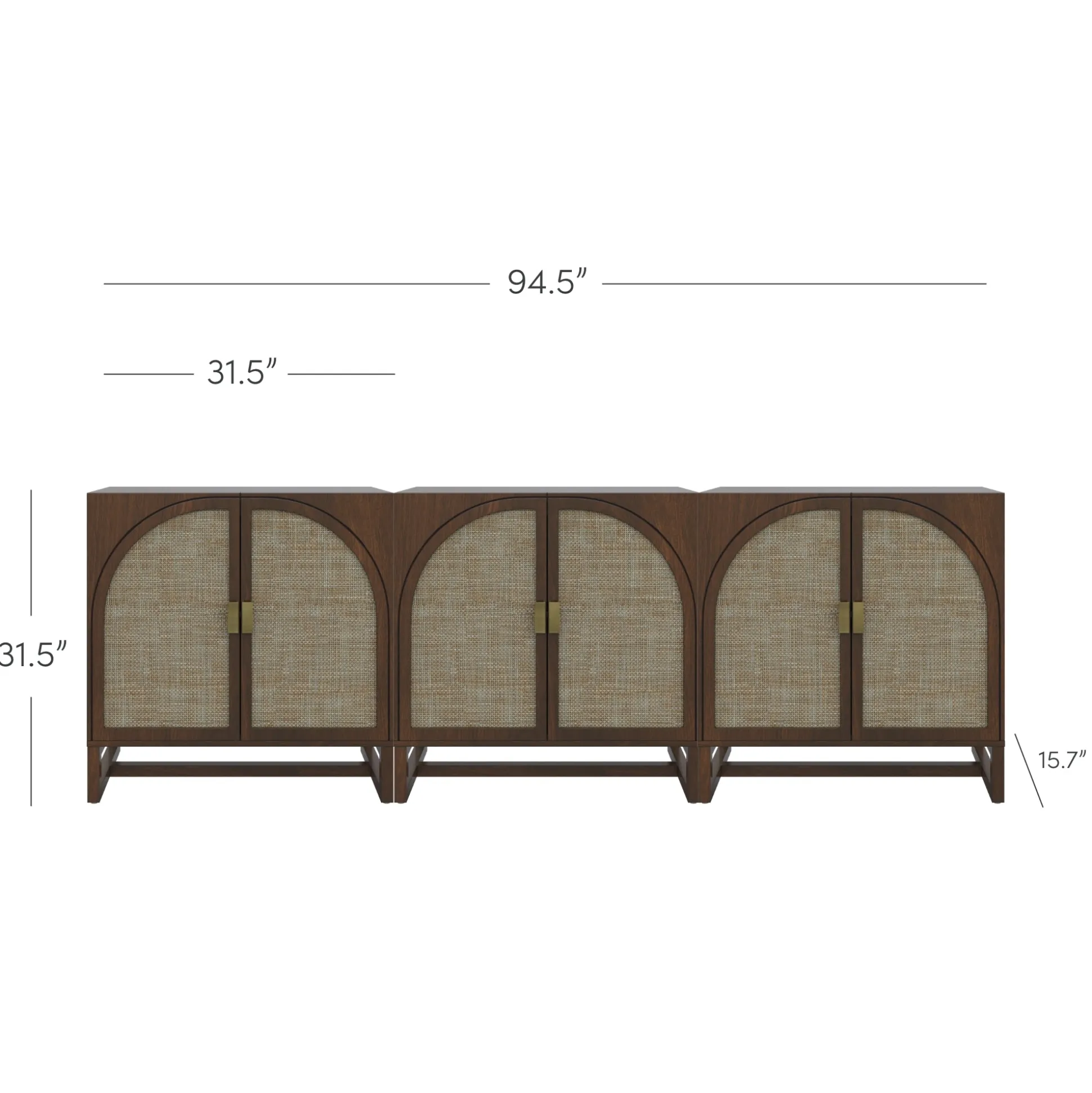 Boho Arched Storage Credenza Dark Acacia (Set of 3)