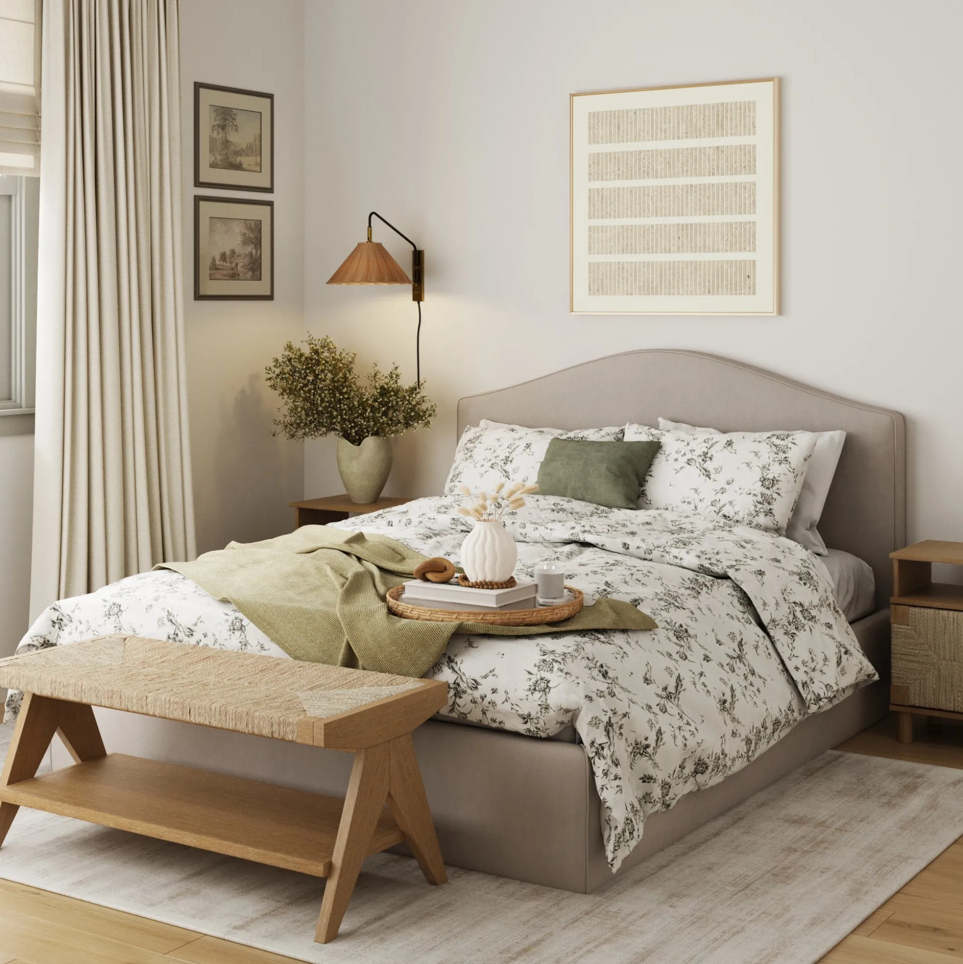 Boho Bedroom Set Light Brown