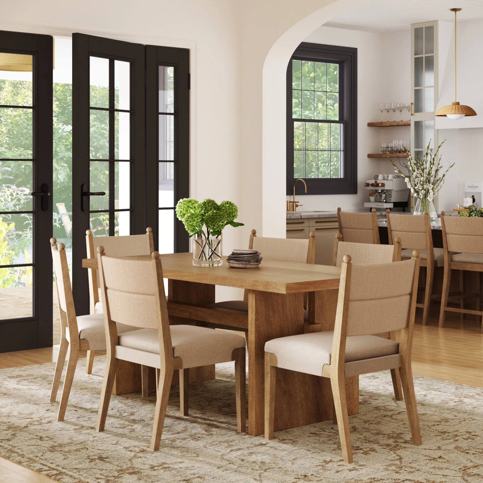 Boho Natural Flax & Seagrass Dining Chair (Set of 6)