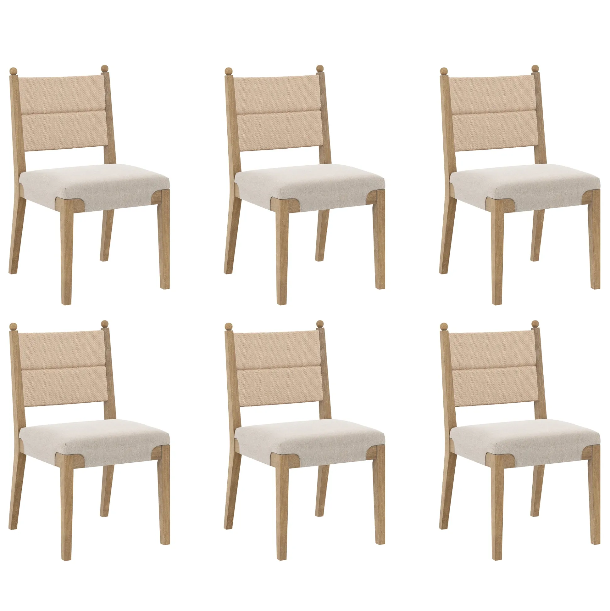 Boho Natural Flax & Seagrass Dining Chair (Set of 6)