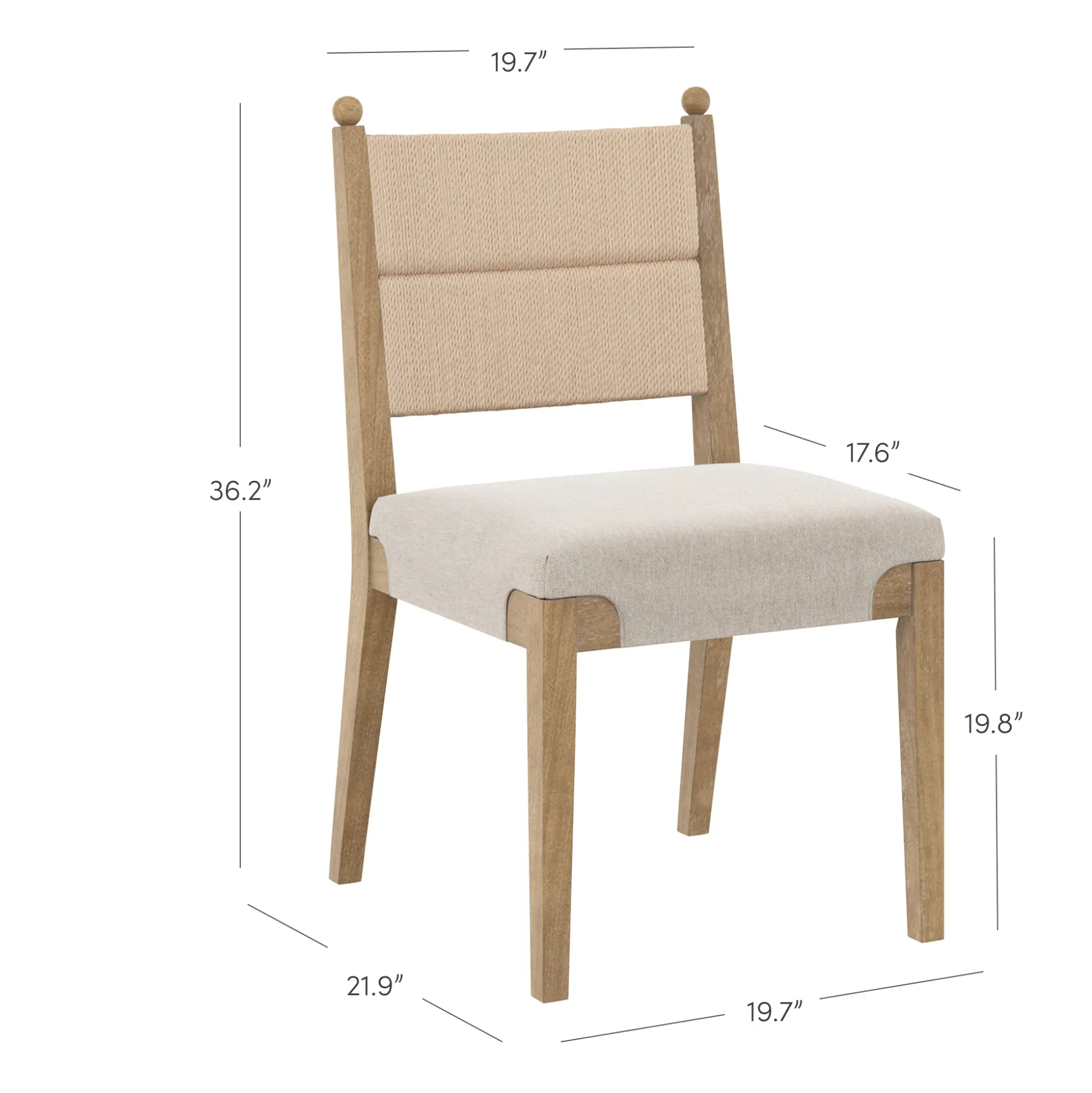 Boho Natural Flax & Seagrass Dining Chair (Set of 4)