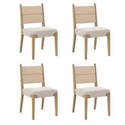 Boho Natural Flax & Seagrass Dining Chair (Set of 4)