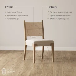 Boho Natural Flax & Seagrass Dining Chair (Set of 2)