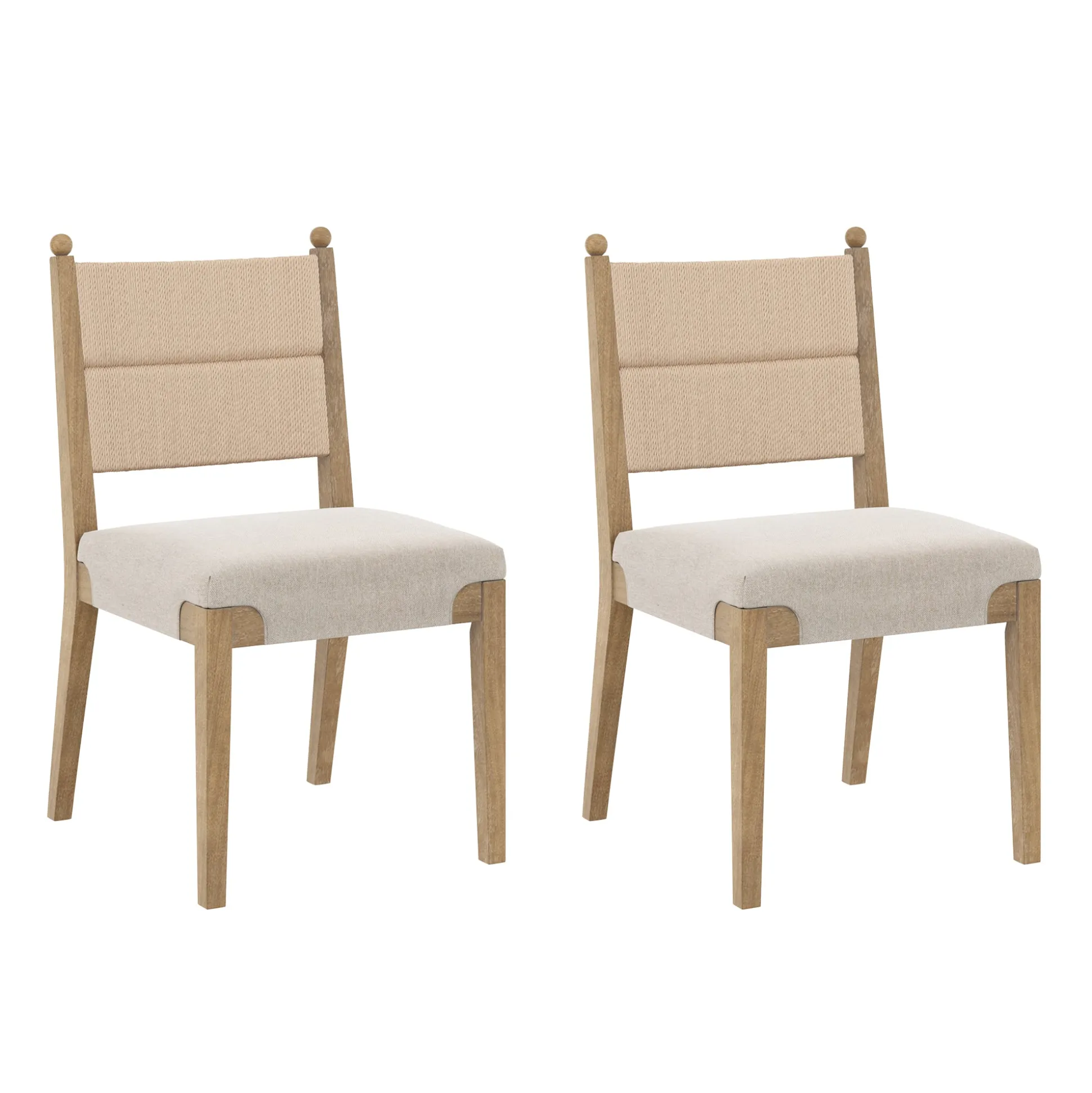Boho Natural Flax & Seagrass Dining Chair (Set of 2)