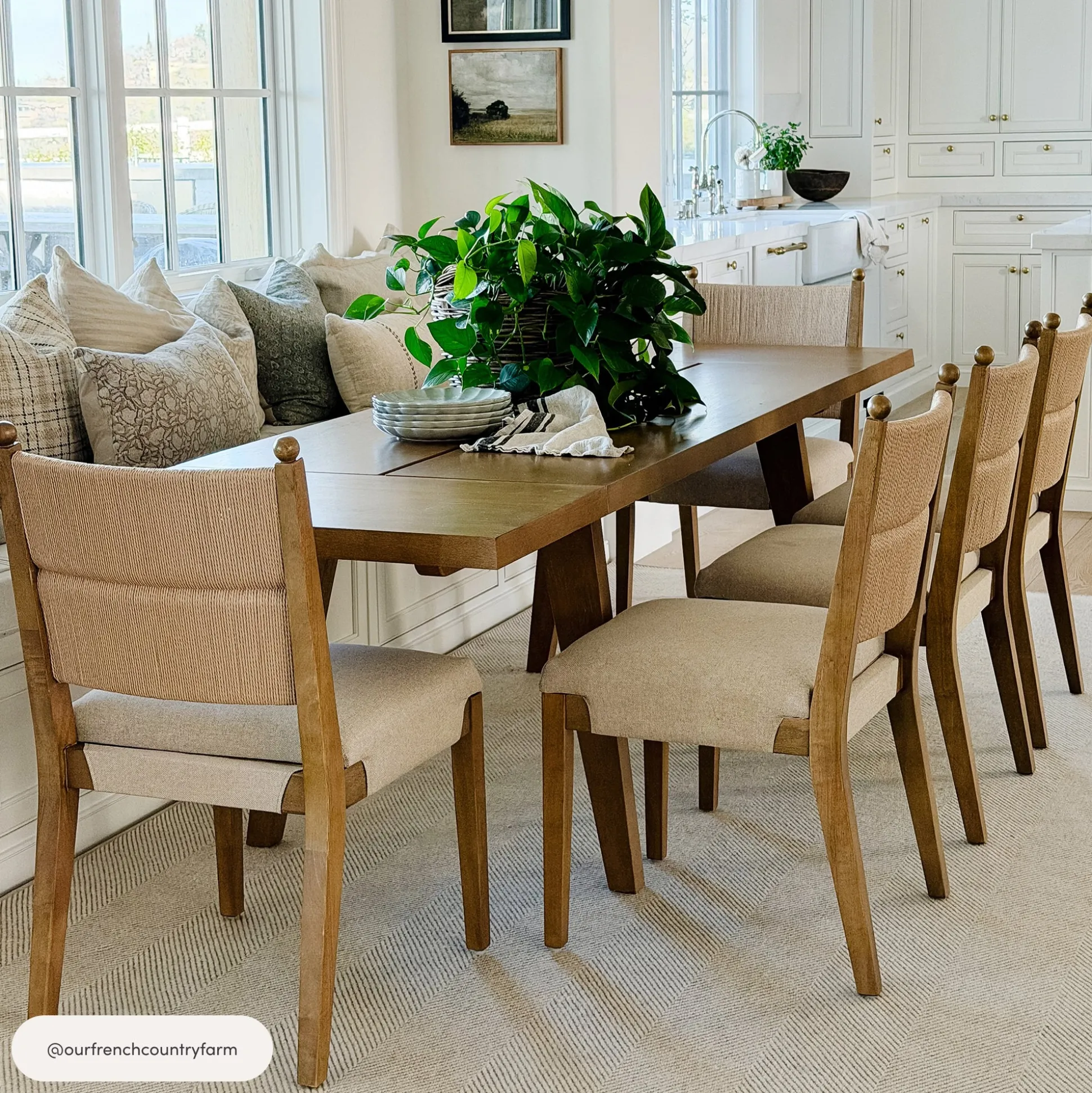 Boho Natural Flax & Seagrass Dining Chair (Set of 2)