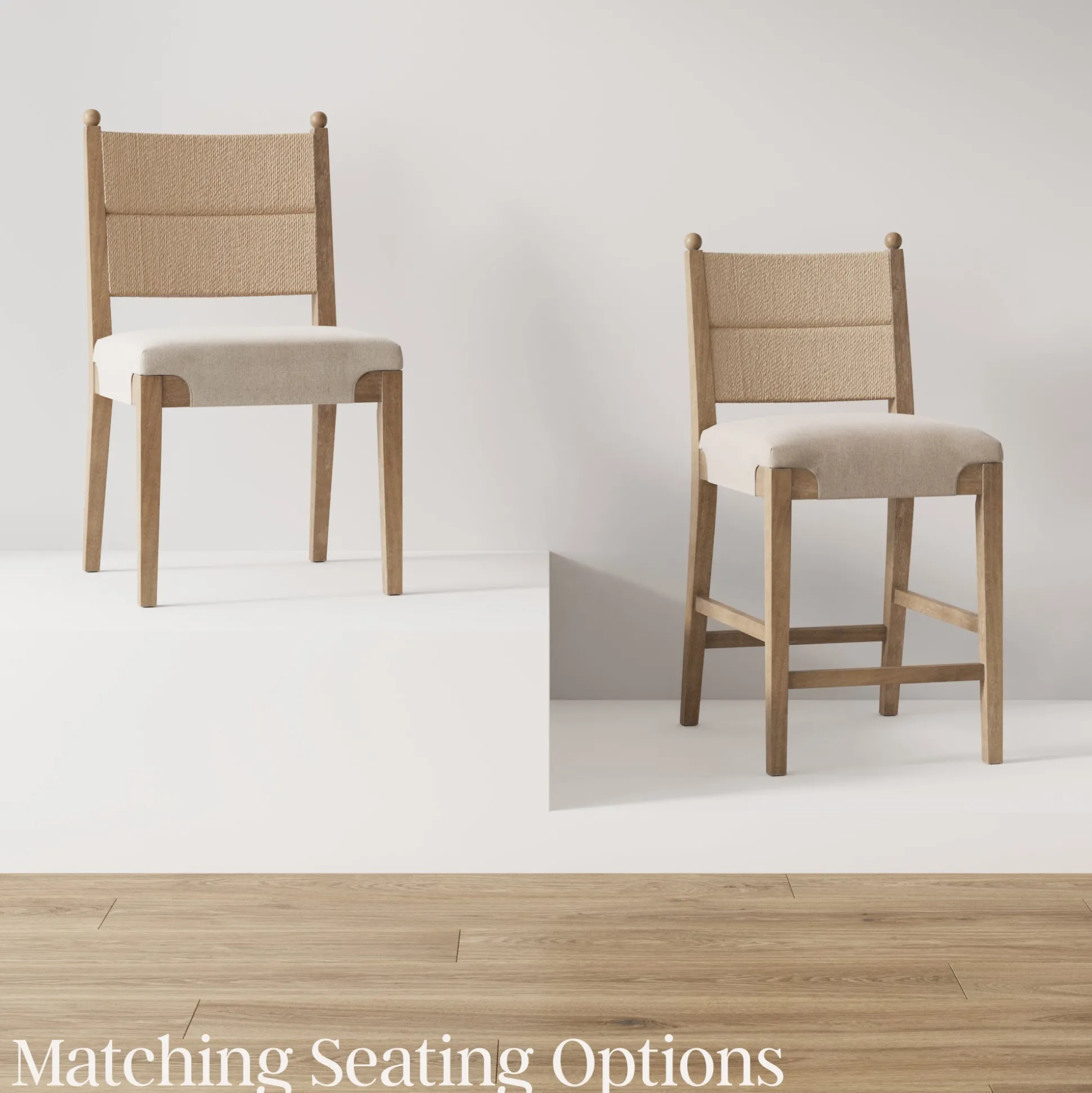 Boho Natural Flax & Seagrass Dining Chair (Set of 2)