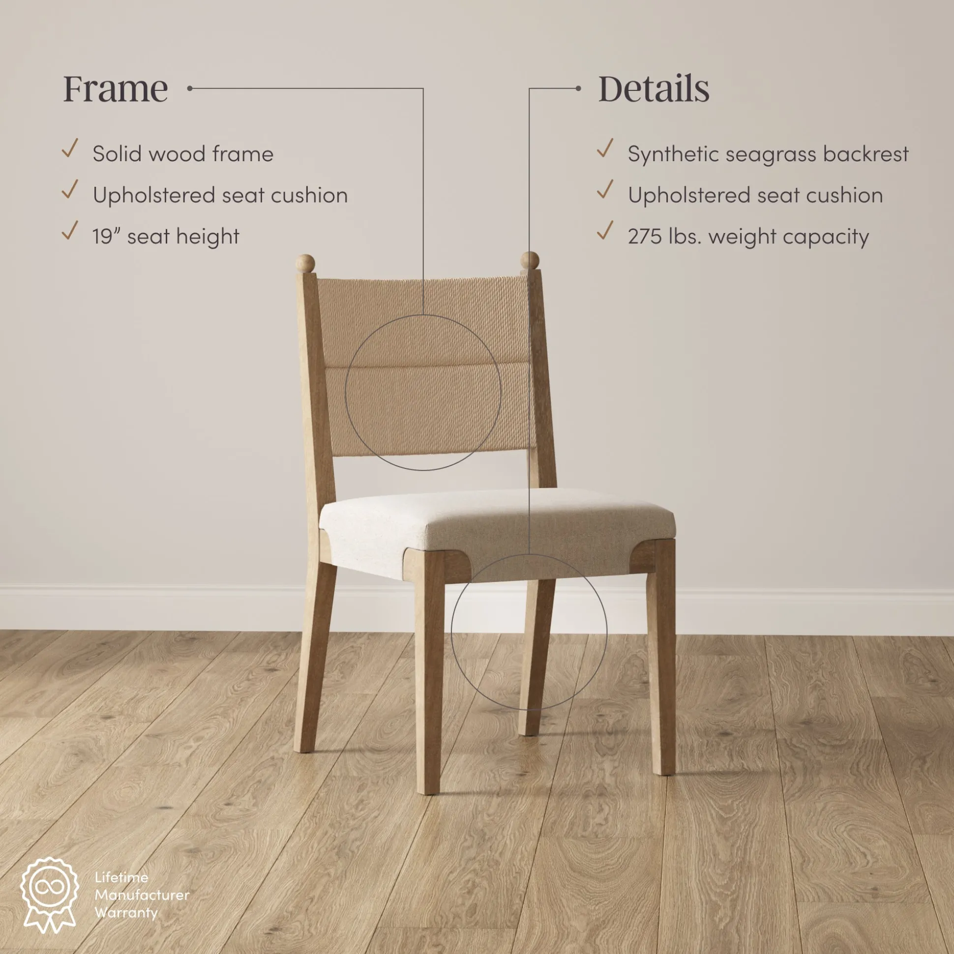 Boho Natural Flax & Seagrass Dining Chair