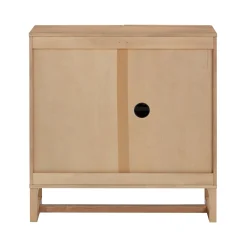 Boho Rattan Arched Door Storage Cabinet Raw Oak