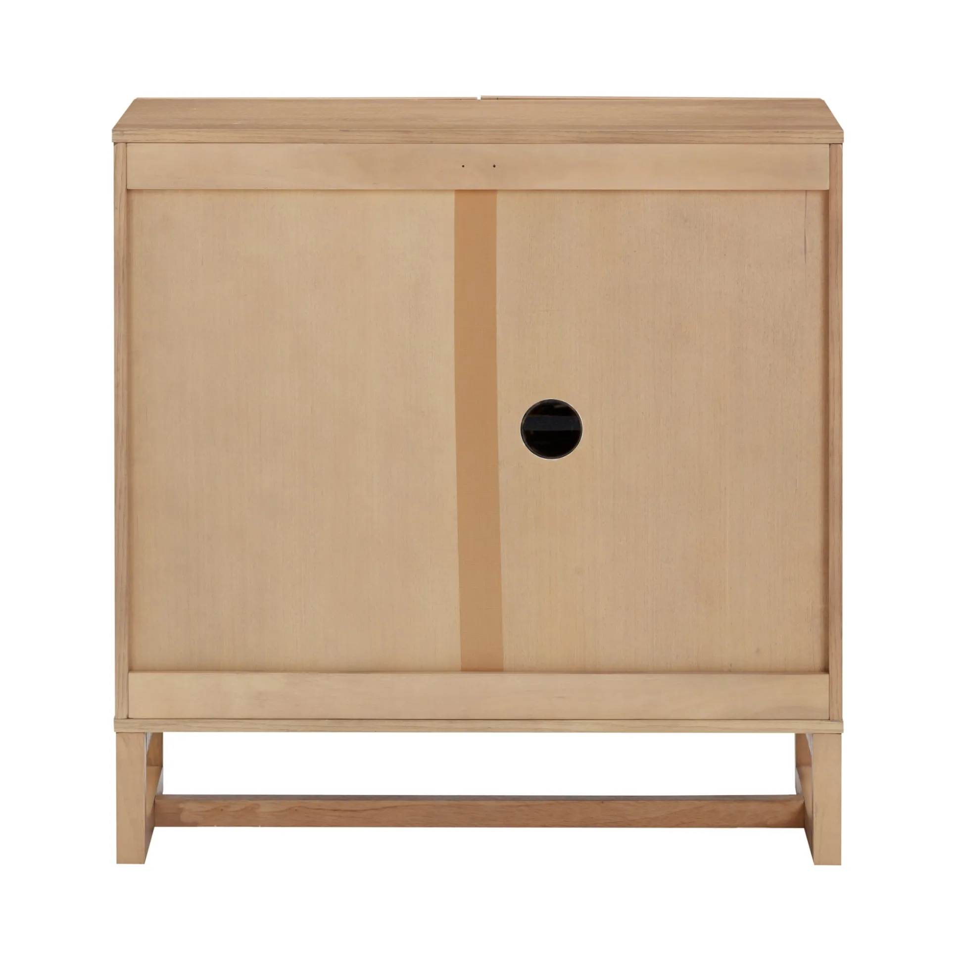 Boho Rattan Arched Door Storage Cabinet Raw Oak