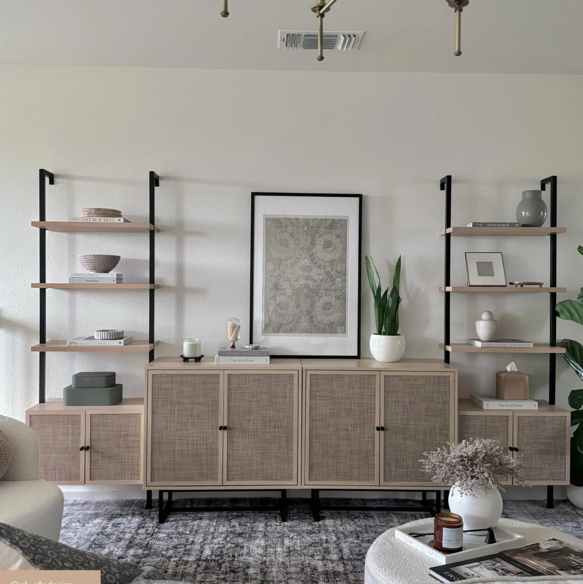 Boho Rattan Entertainment Center Light Oak
