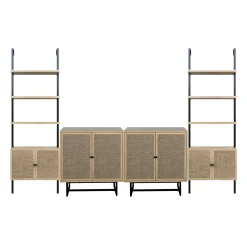 Boho Rattan Entertainment Center Light Oak