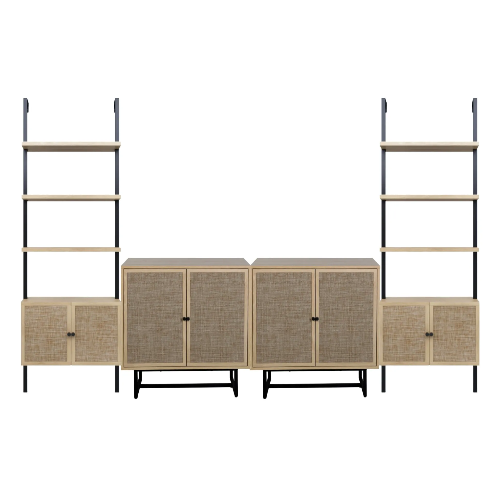 Boho Rattan Entertainment Center Light Oak