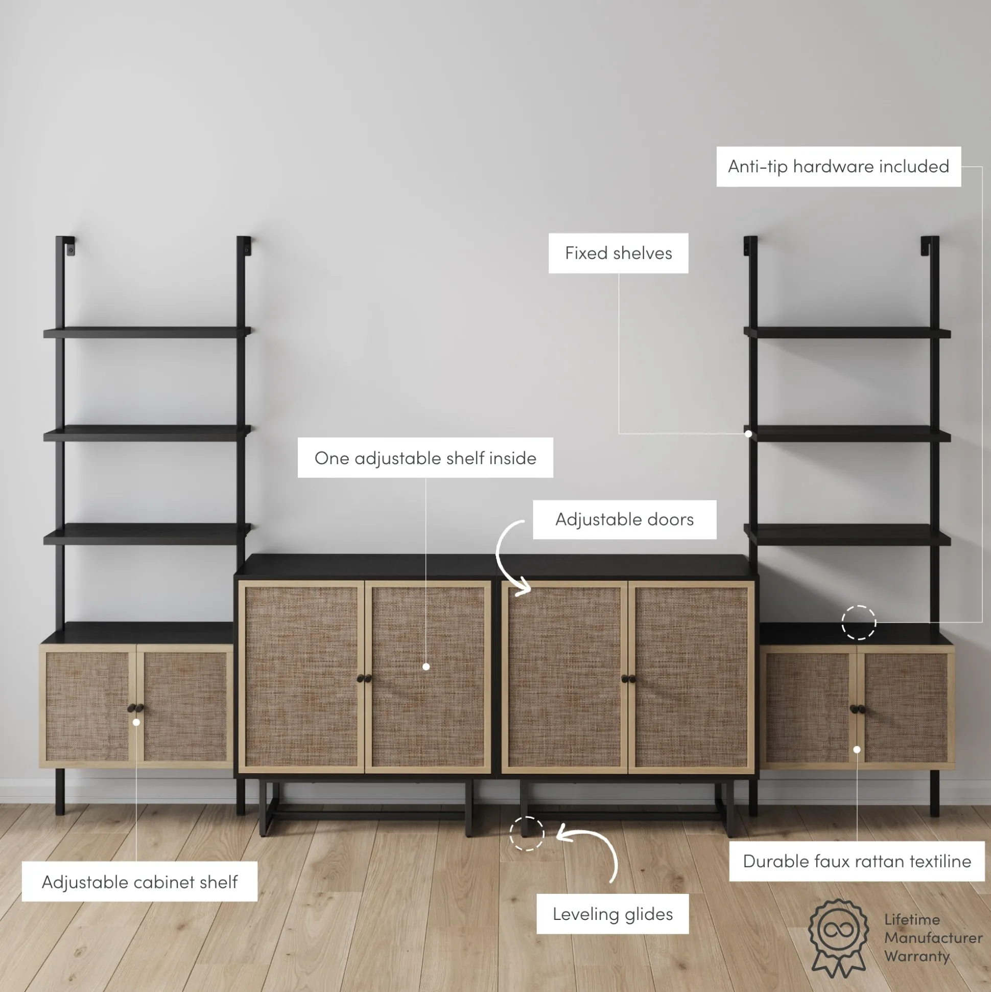 Boho Rattan Entertainment Center