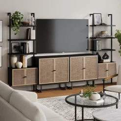 Boho Rattan Entertainment Center
