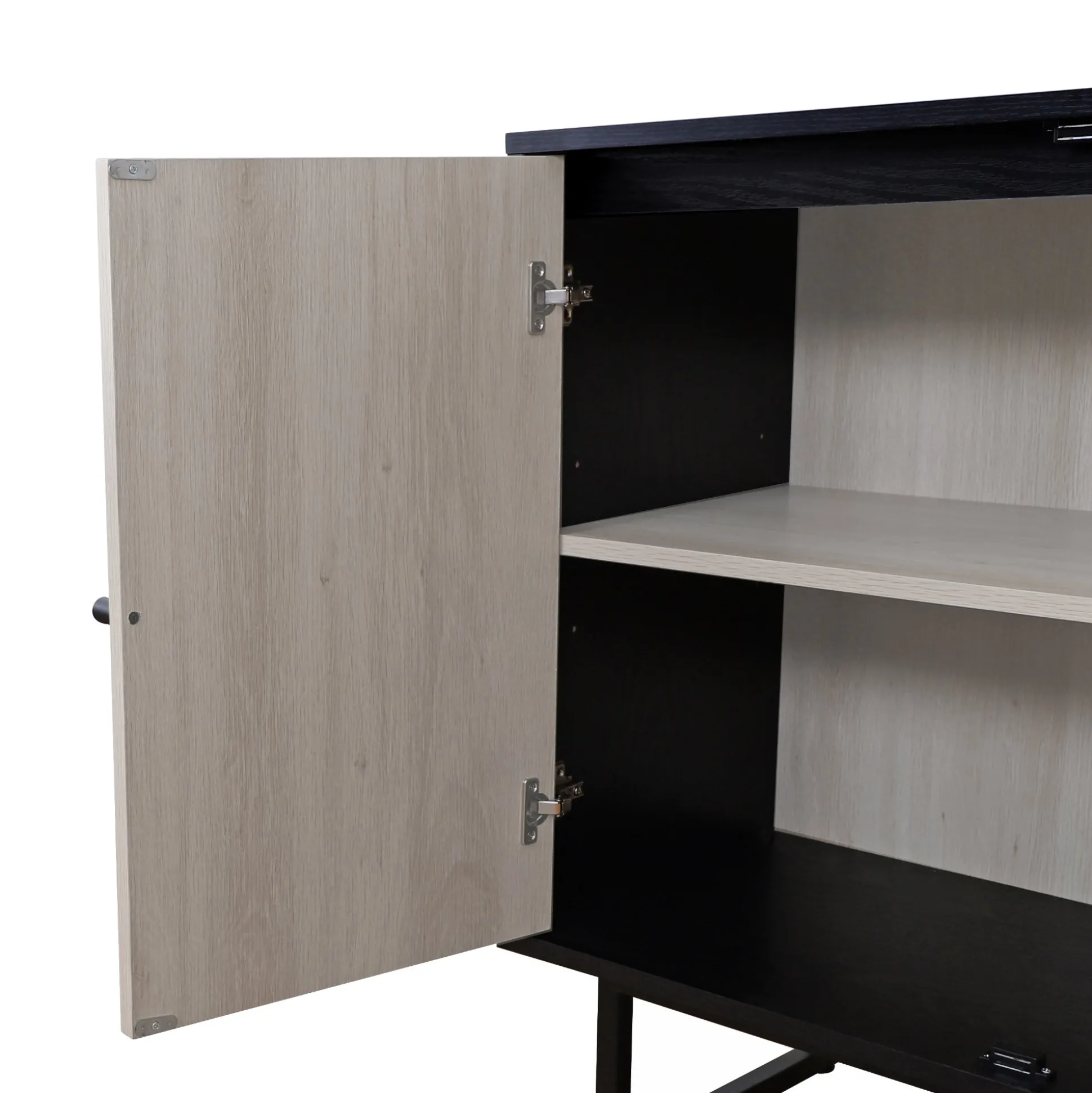 Boho Rattan Entertainment Center with Bookshelves