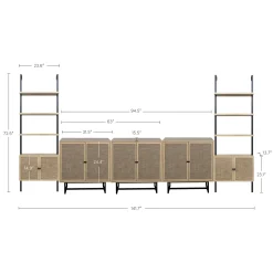Boho Rattan Entertainment Center (3 Cabinets)