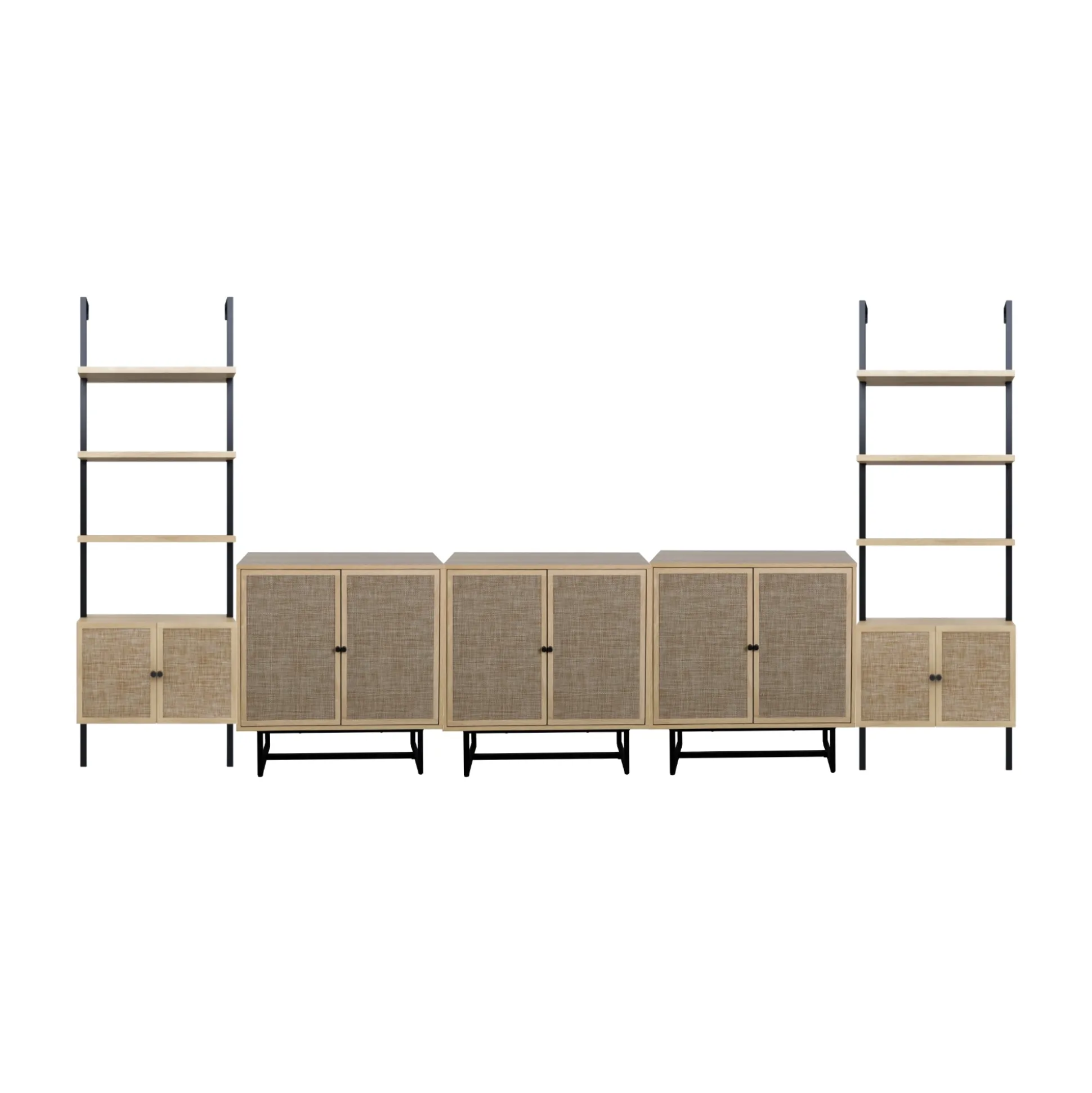 Boho Rattan Entertainment Center (3 Cabinets)