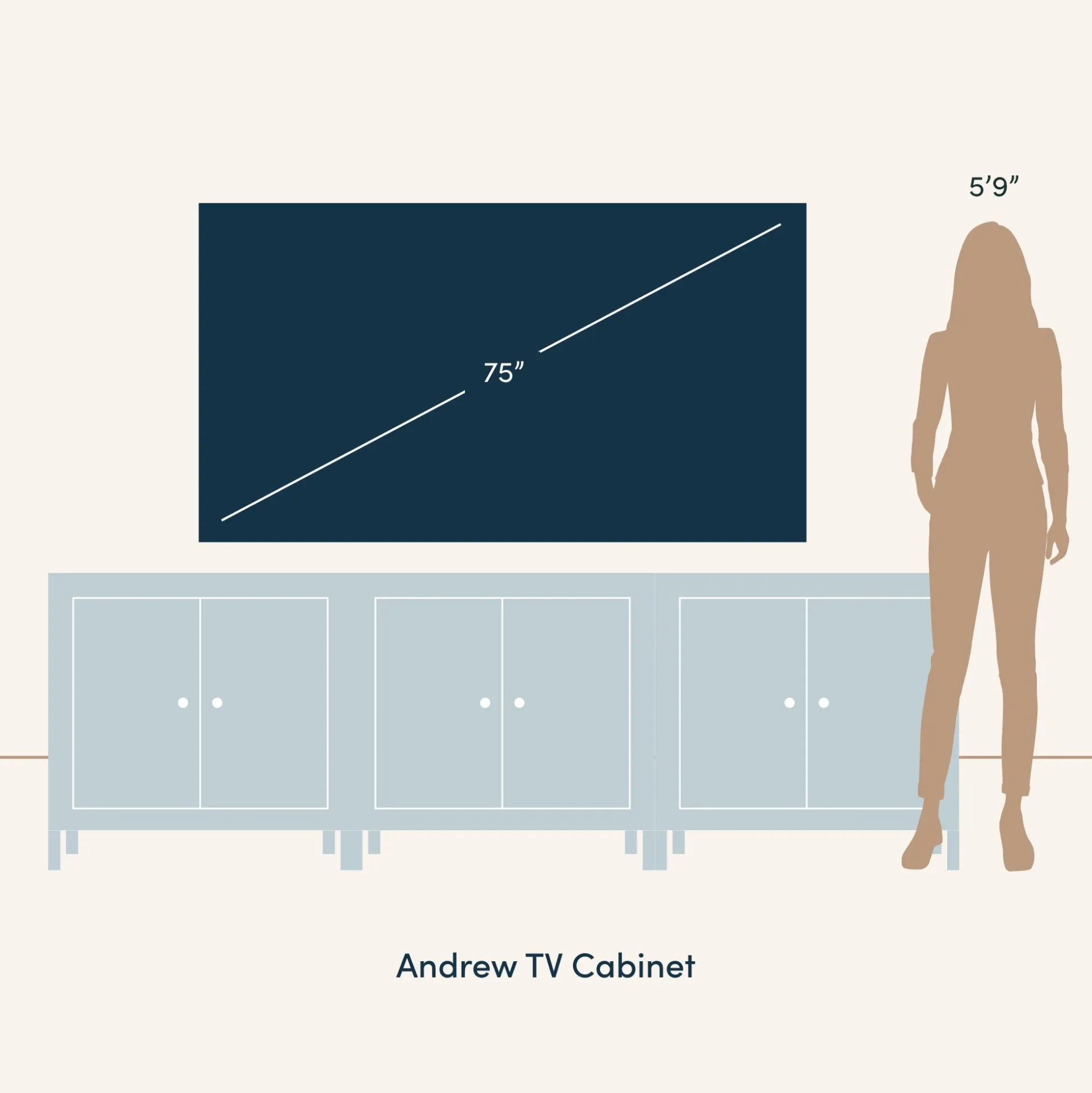 Boho Rattan TV Console for TVs up to 75" with Metal Legs Light Oak