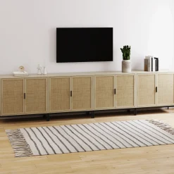 Boho Rattan TV Console for TVs up to 100
