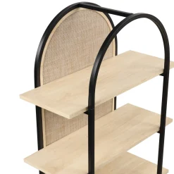 Boho Rattan & Wood Arched Bookshelves (Set of 4)