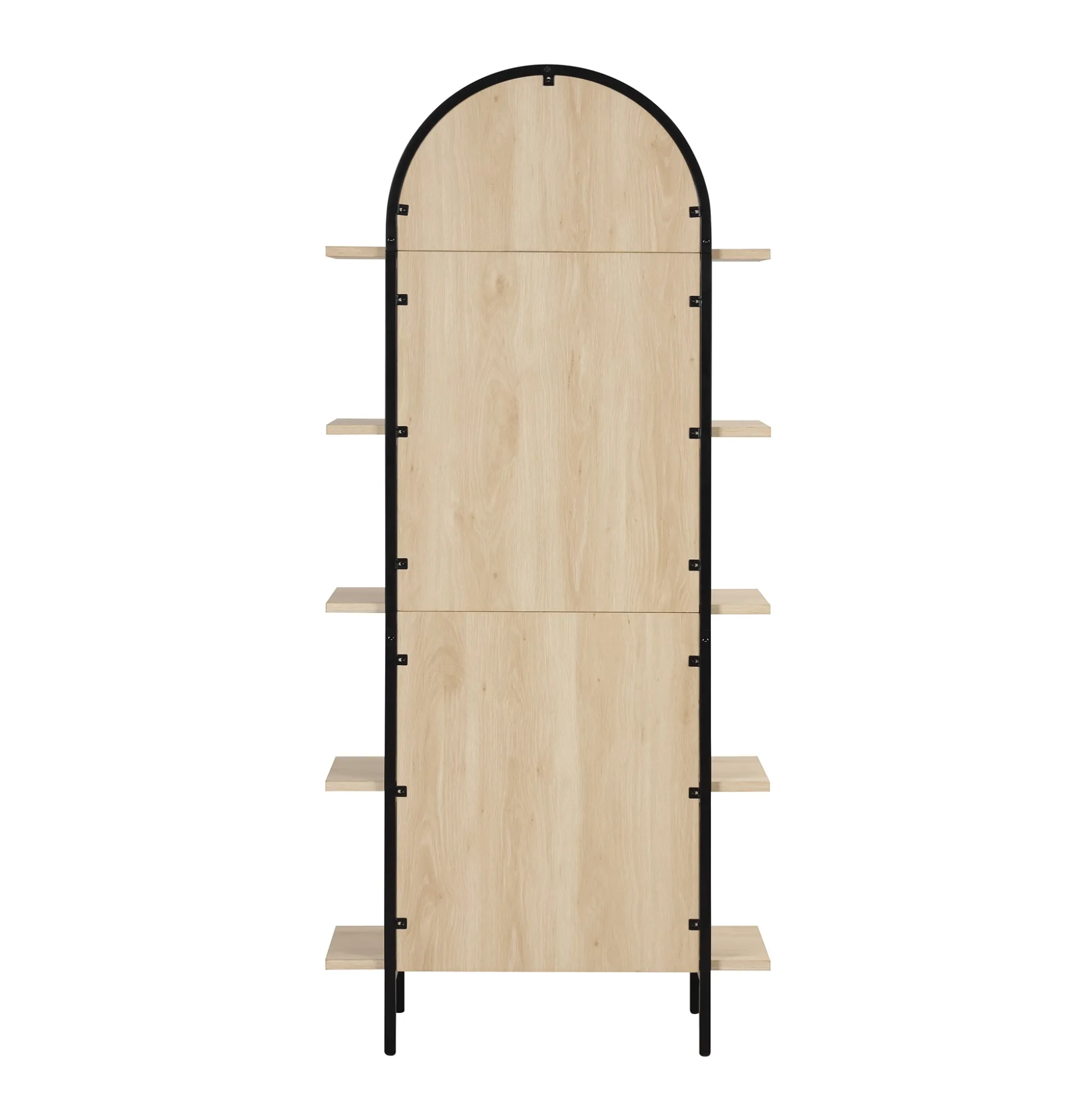 Boho Rattan & Wood Arched Bookshelf