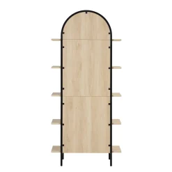 Boho Rattan & Wood Arched Bookshelves (Set of 3)