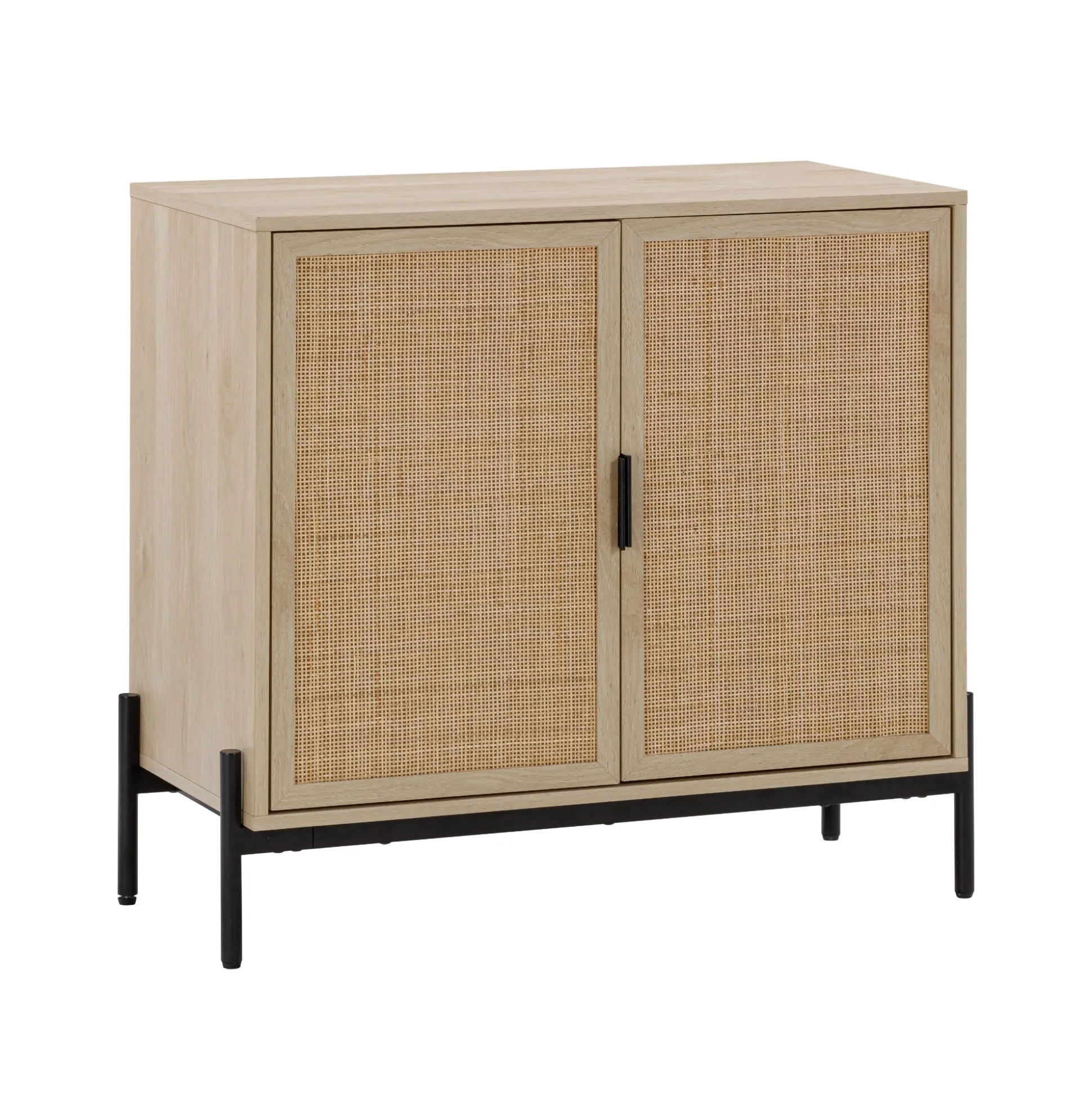 Boho Rattan & Wood Storage Cabinet Light Oak