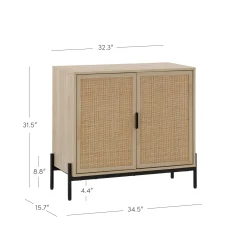 Boho Rattan & Wood Storage Cabinet Light Oak
