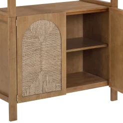 Boho Seagrass Arched Bookshelf Light Brown