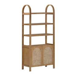 Boho Seagrass Arched Bookshelf Light Brown