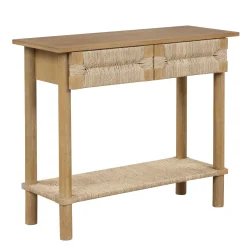 Boho Seagrass Console Tables (Set of 2)