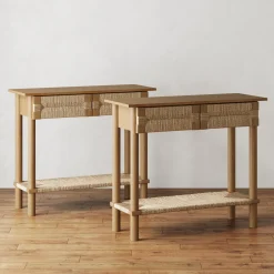 Boho Seagrass Console Tables (Set of 2)