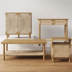 Boho Seagrass Console Tables (Set of 3)