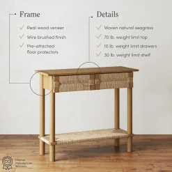 Boho Seagrass Console Tables (Set of 3)