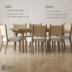 Boho Seagrass Dining Table Set (6 Chairs)