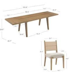 Boho Seagrass Dining Table Set (8 Chairs)