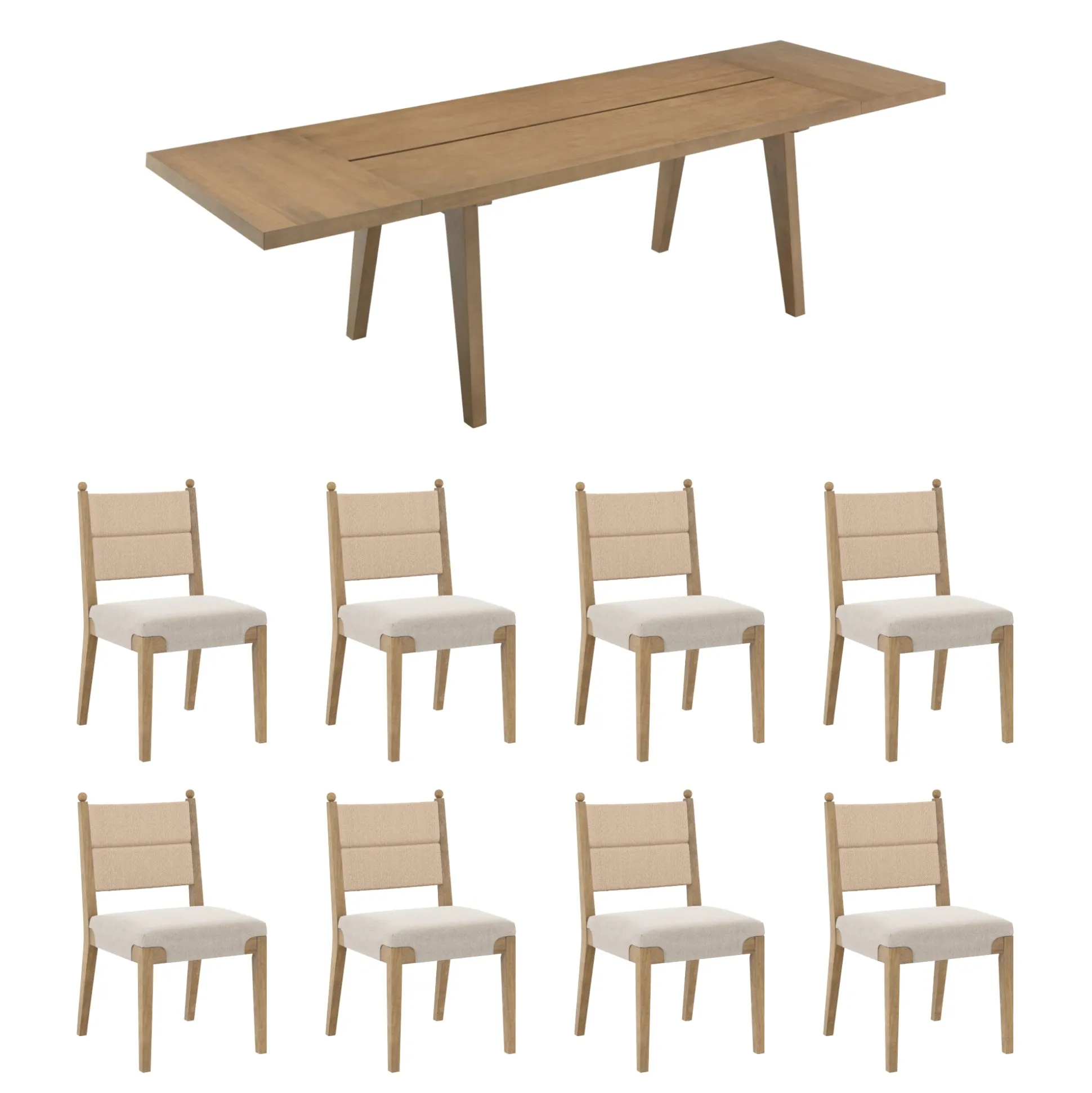 Boho Seagrass Dining Table Set (8 Chairs)