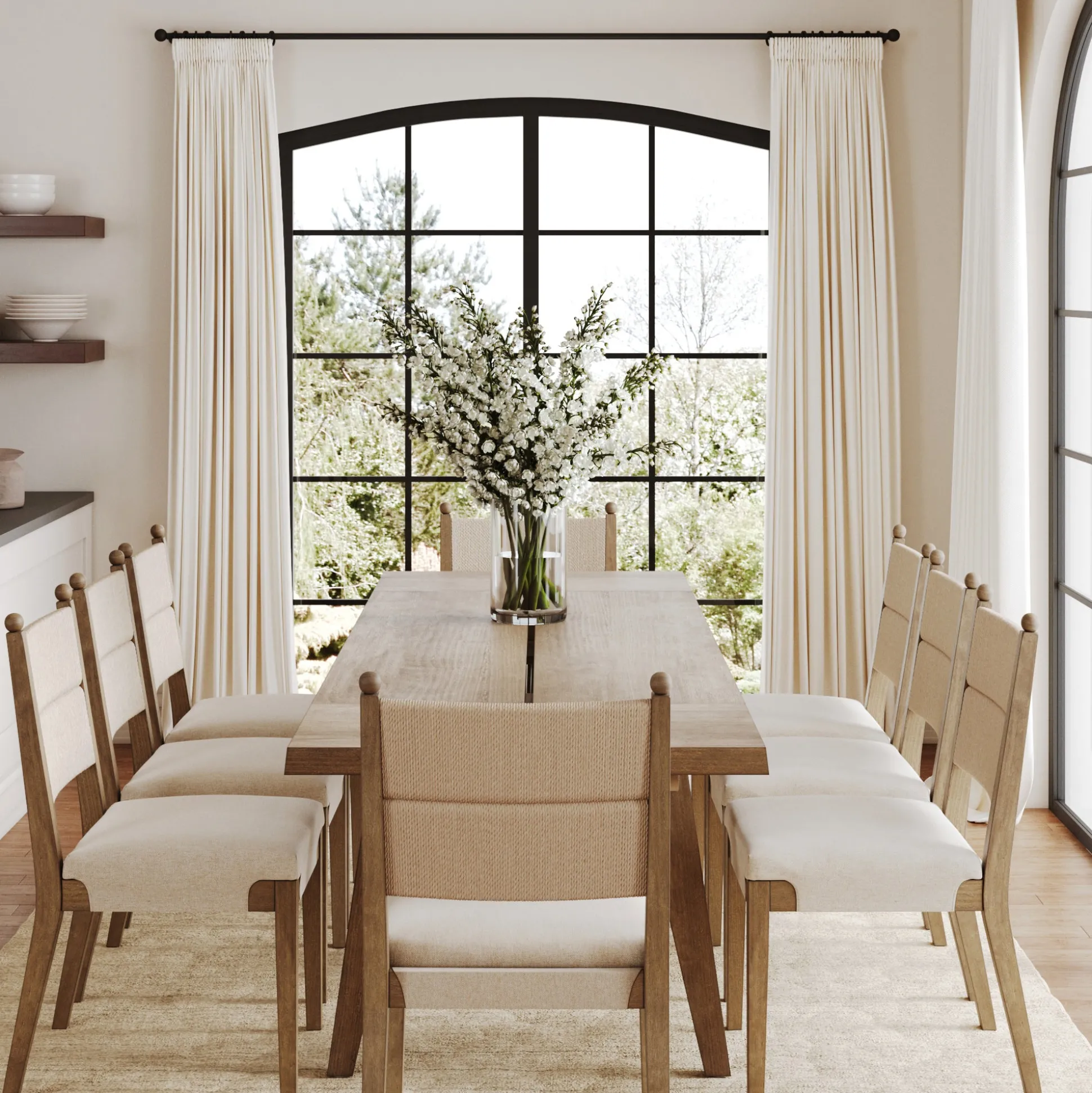 Boho Seagrass Dining Table Set (8 Chairs)