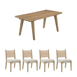 Boho Seagrass Dining Table Set (4 Chairs)