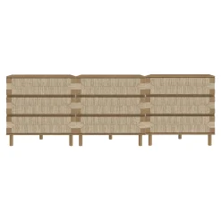 Boho Seagrass 3-Drawer Dresser Light Brown (Set of 3)