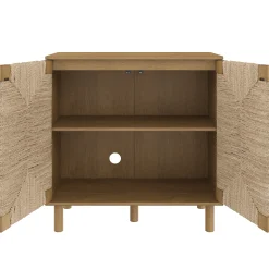 Boho Seagrass Entertainment Center Light Brown (3 Cabinets)