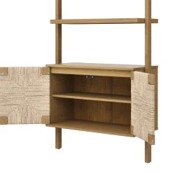 Boho Seagrass Entertainment Center Light Brown (3 Cabinets)