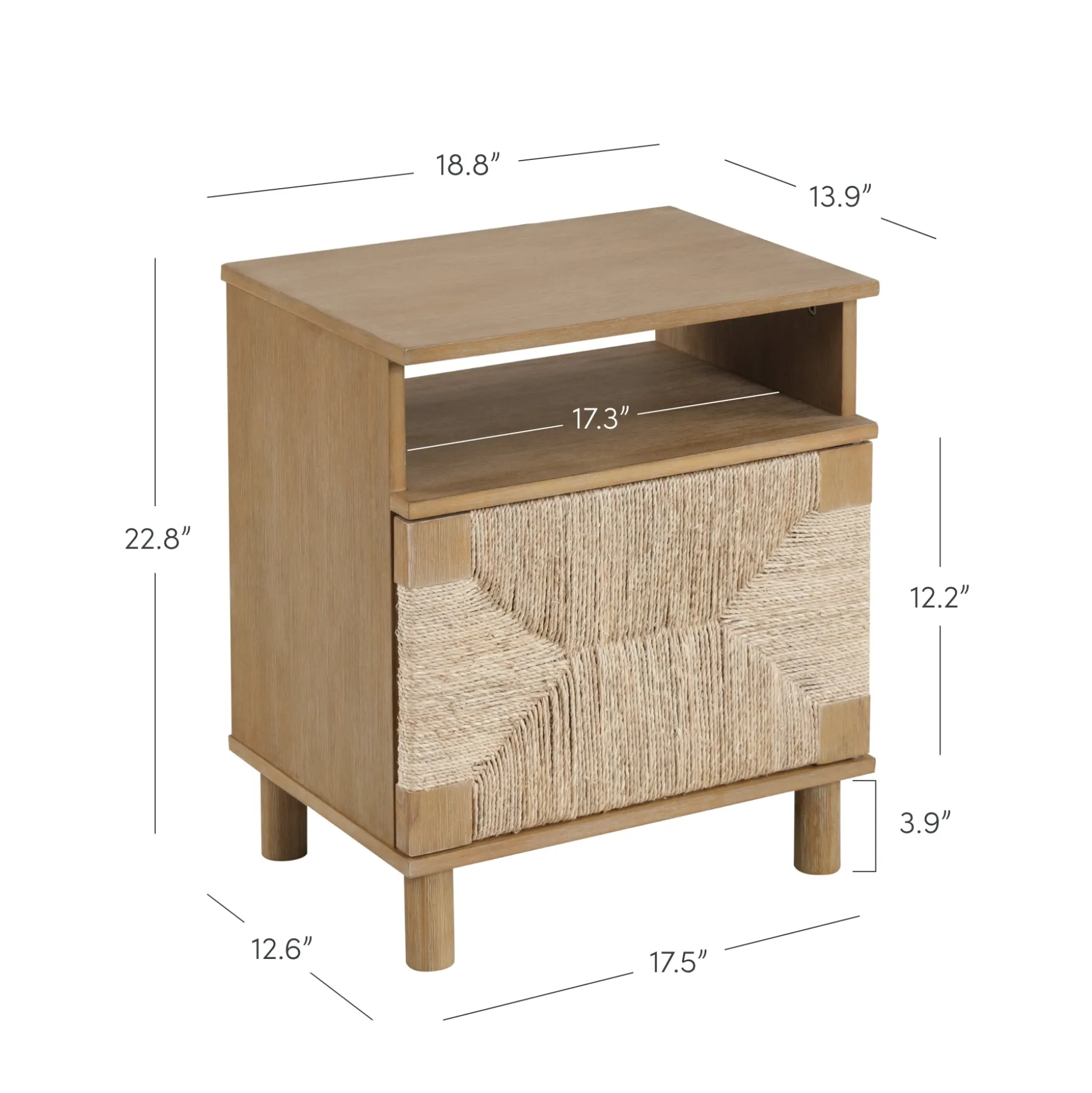 Boho Seagrass Storage Nightstands (Set of 2)