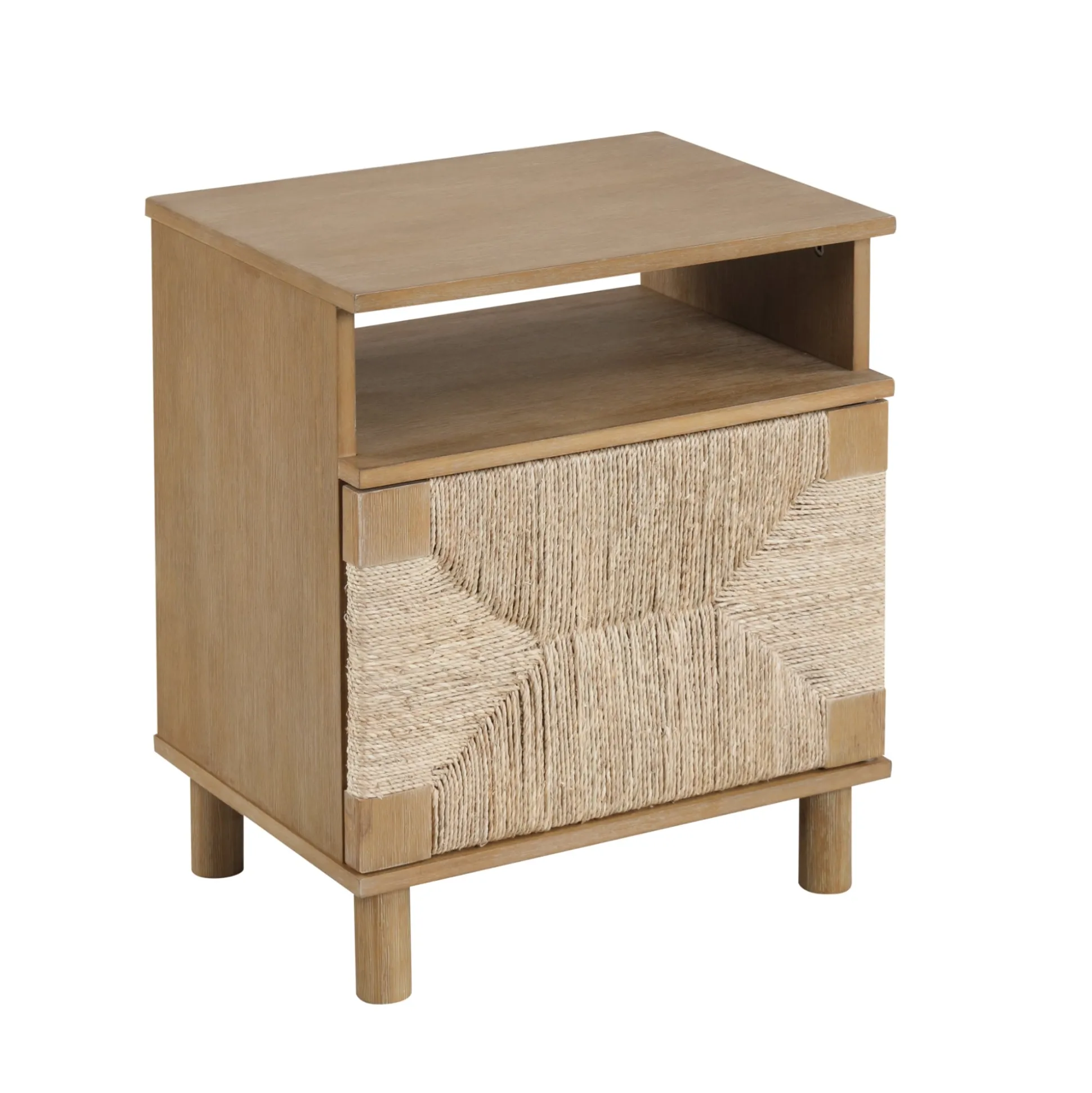 Boho Seagrass Storage Nightstands (Set of 2)