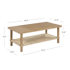 Boho Seagrass & Wood Coffee Table