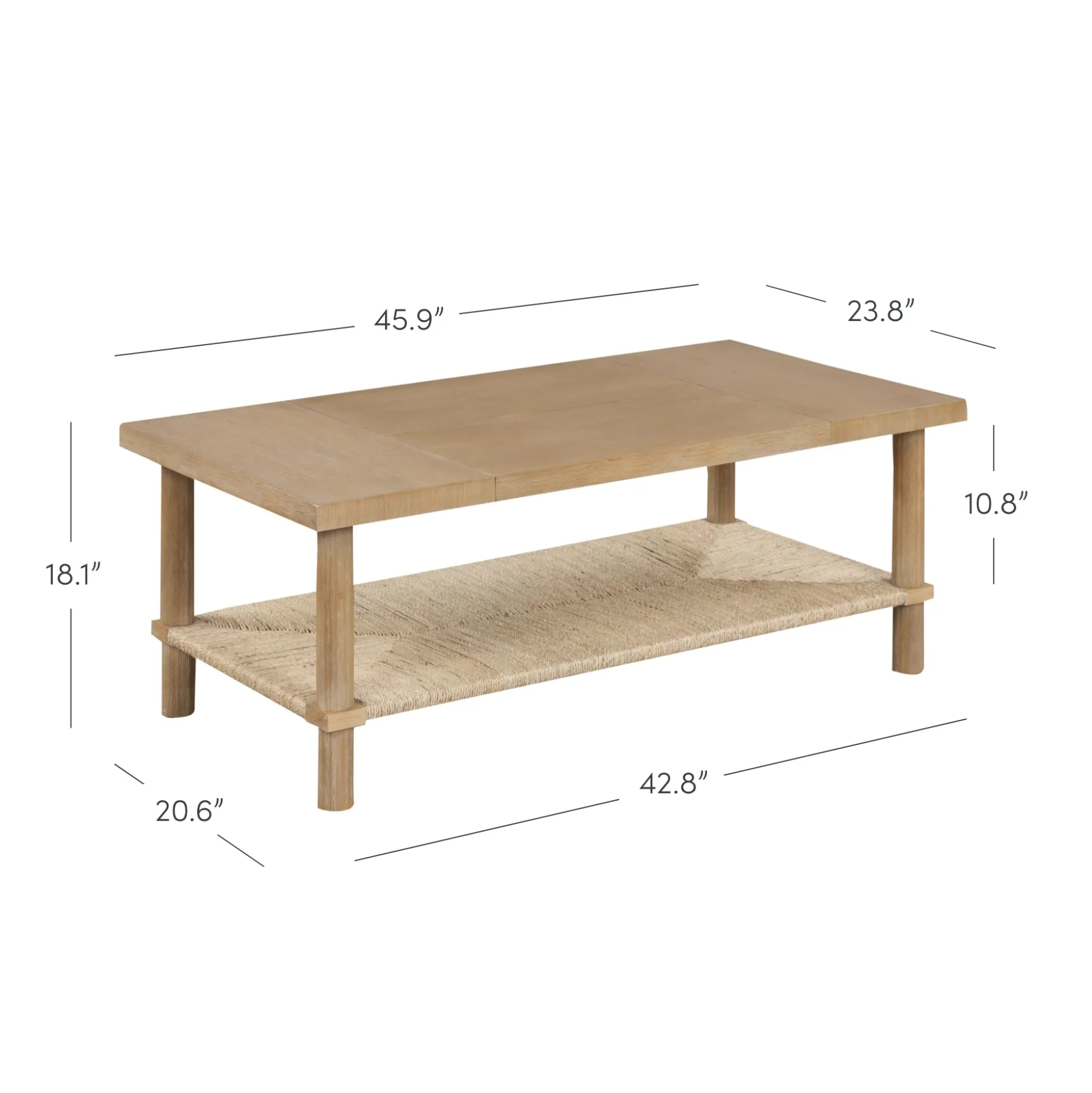 Boho Seagrass & Wood Coffee Table